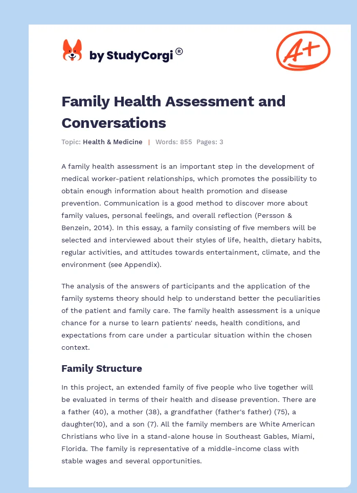 Family Health Assessment and Conversations. Page 1