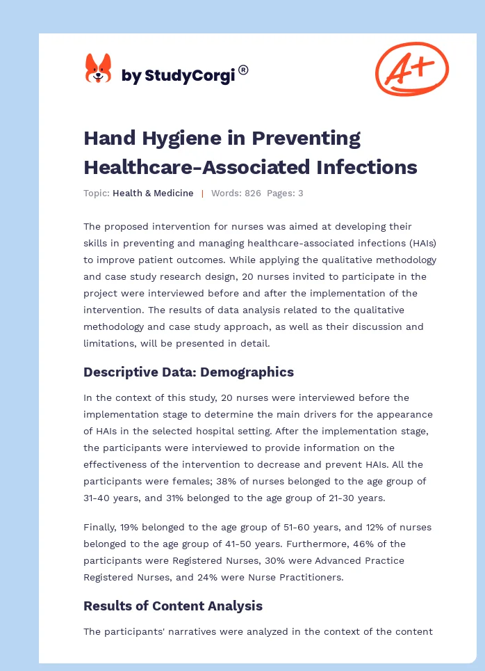 Hand Hygiene in Preventing Healthcare-Associated Infections. Page 1