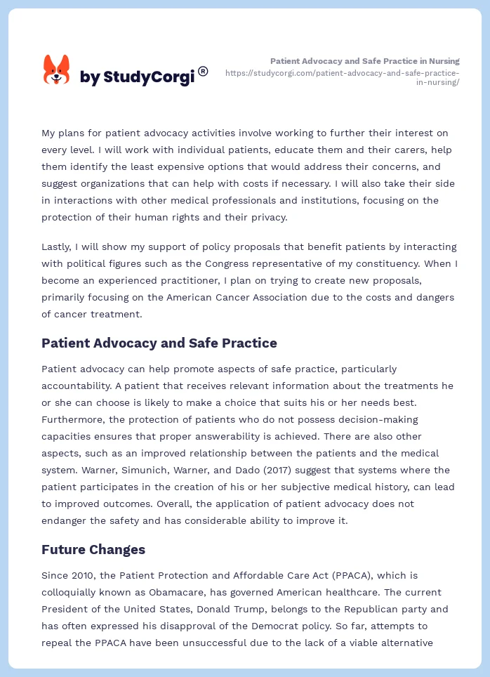Patient Advocacy and Safe Practice in Nursing. Page 2