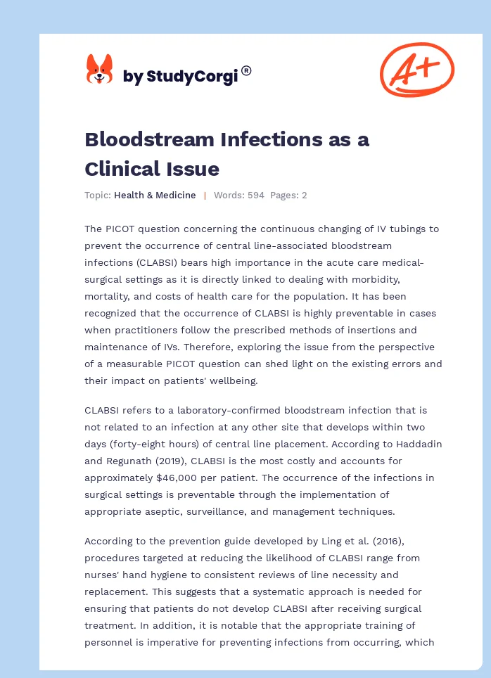 Bloodstream Infections as a Clinical Issue. Page 1