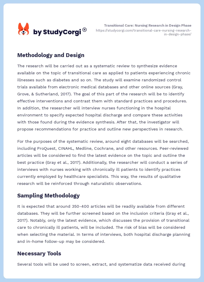 Transitional Care: Nursing Research in Design Phase. Page 2