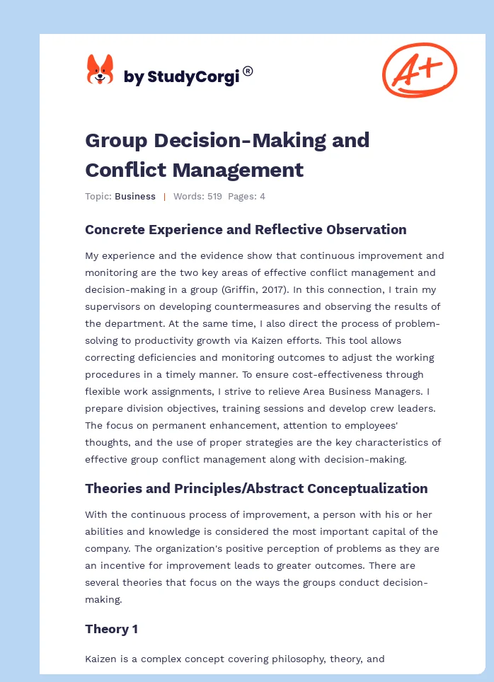 Group Decision-Making and Conflict Management. Page 1