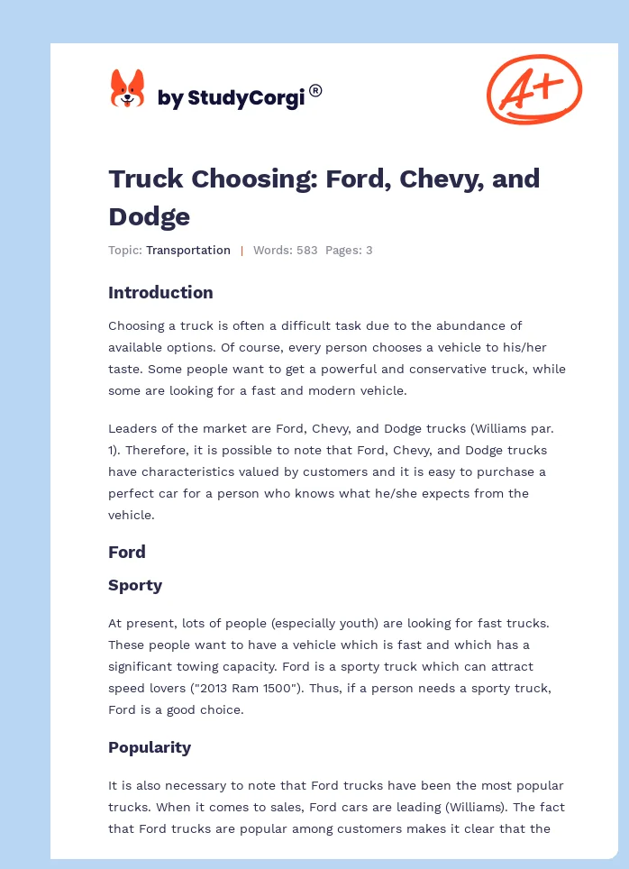 Truck Choosing: Ford, Chevy, and Dodge. Page 1