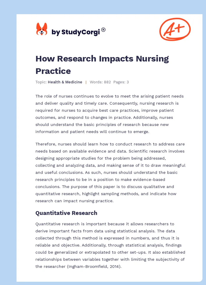 How Research Impacts Nursing Practice. Page 1