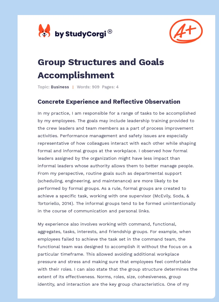 Group Structures and Goals Accomplishment. Page 1