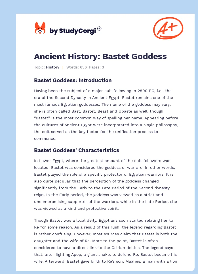Ancient History: Bastet Goddess. Page 1