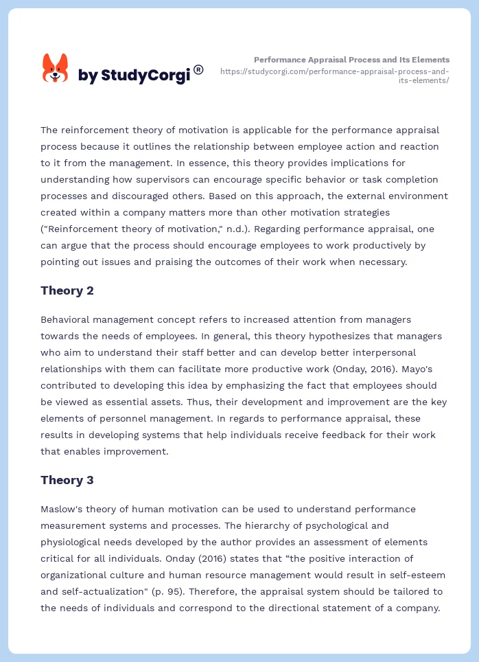 Performance Appraisal Process and Its Elements. Page 2