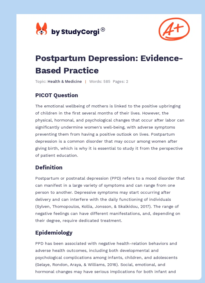Postpartum Depression: Evidence-Based Practice. Page 1