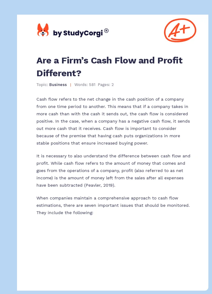 Are a Firm’s Cash Flow and Profit Different?. Page 1