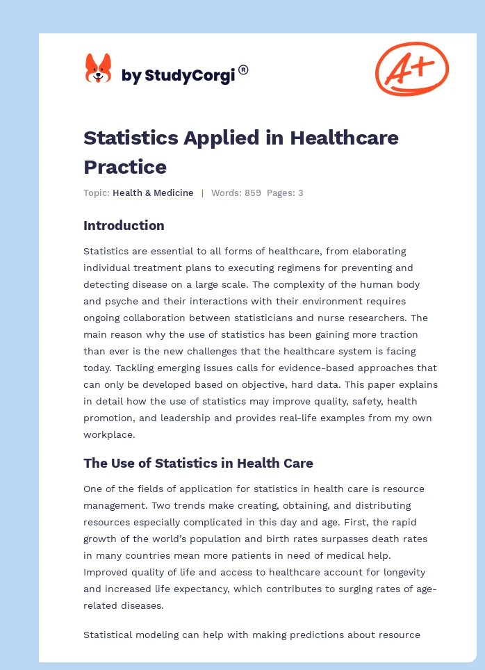 Statistics Applied in Healthcare Practice. Page 1
