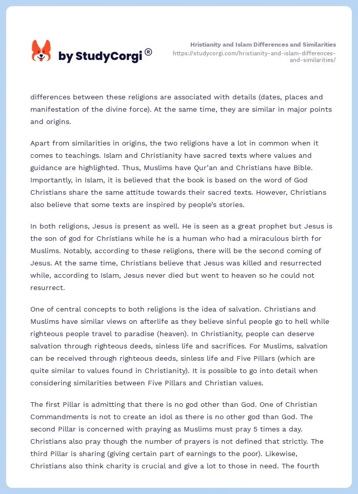 Hristianity and Islam Differences and Similarities. Page 2