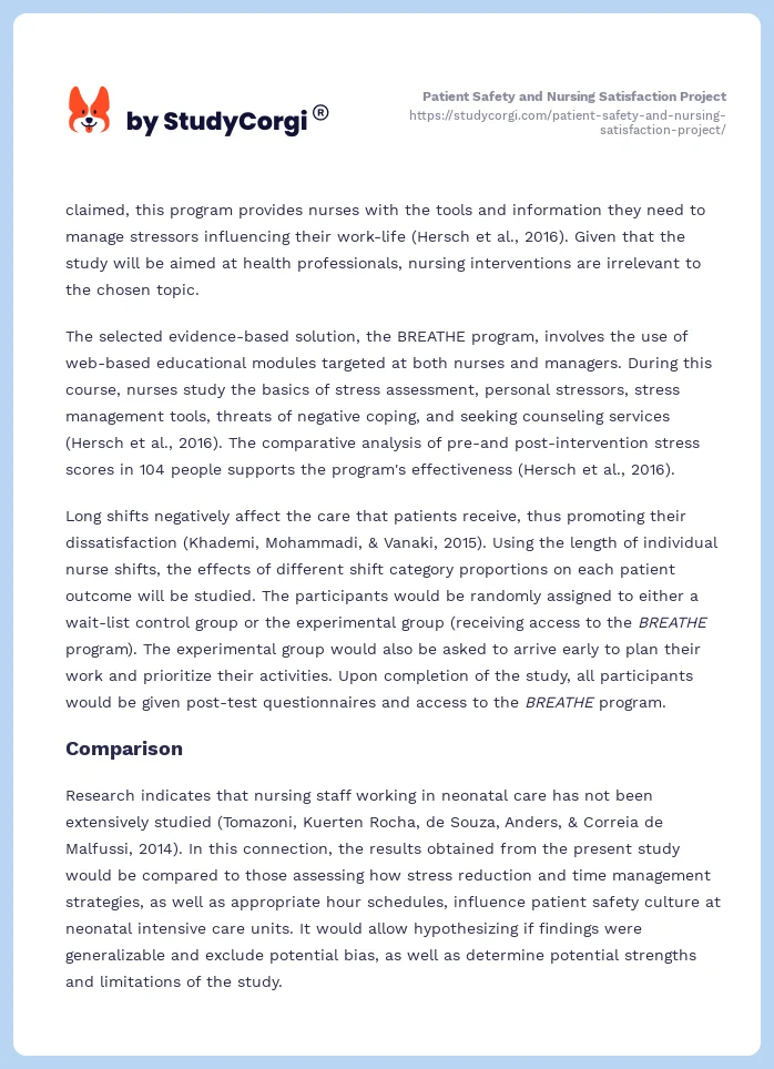 Patient Safety and Nursing Satisfaction Project. Page 2