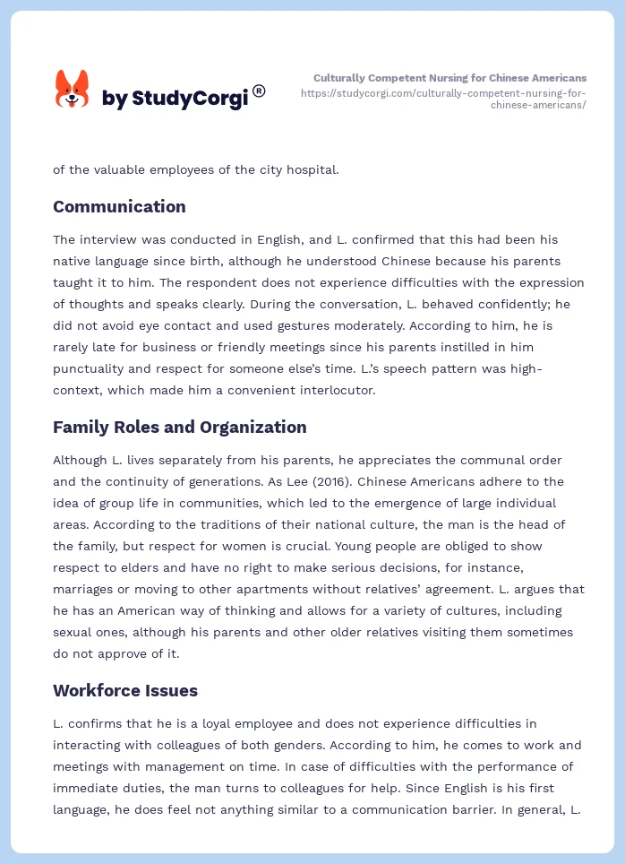 Culturally Competent Nursing for Chinese Americans. Page 2