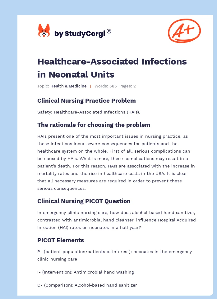 Healthcare-Associated Infections in Neonatal Units. Page 1
