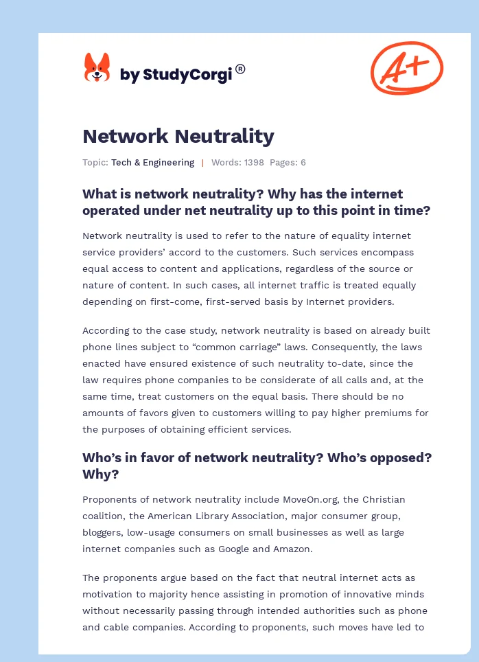 Network Neutrality. Page 1