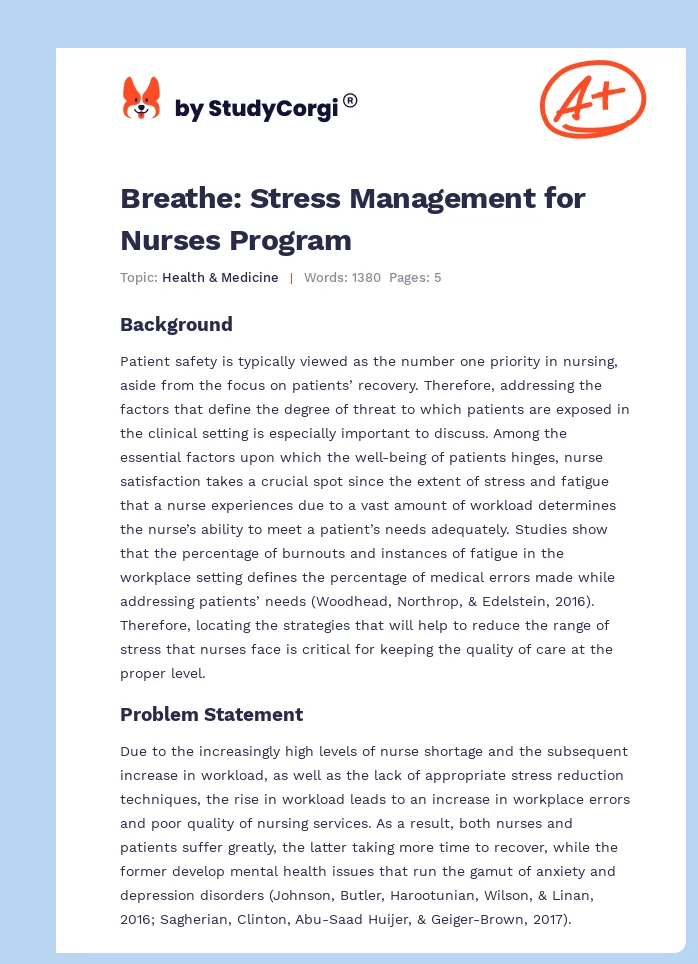 Breathe: Stress Management for Nurses Program. Page 1