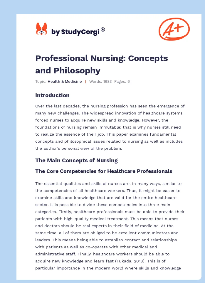 Professional Nursing: Concepts and Philosophy. Page 1