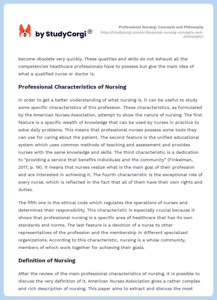Professional Nursing: Concepts and Philosophy. Page 2