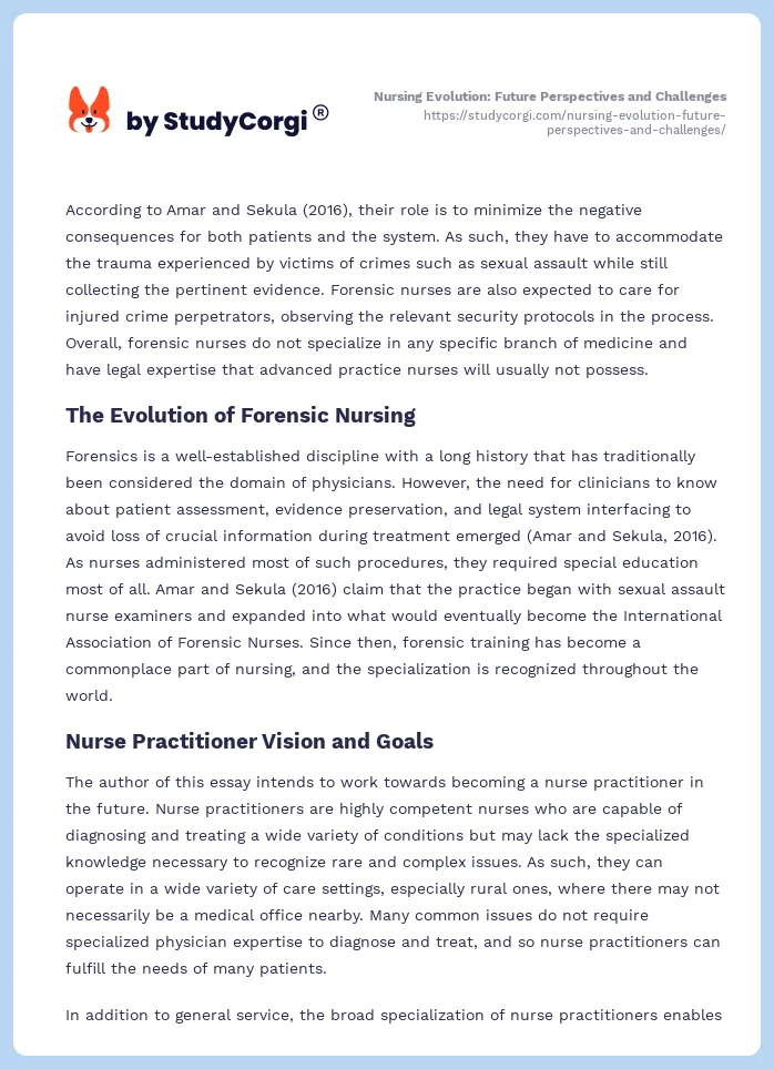 Nursing Evolution: Future Perspectives and Challenges. Page 2