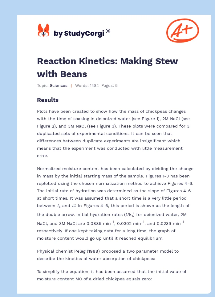 Reaction Kinetics: Making Stew with Beans. Page 1
