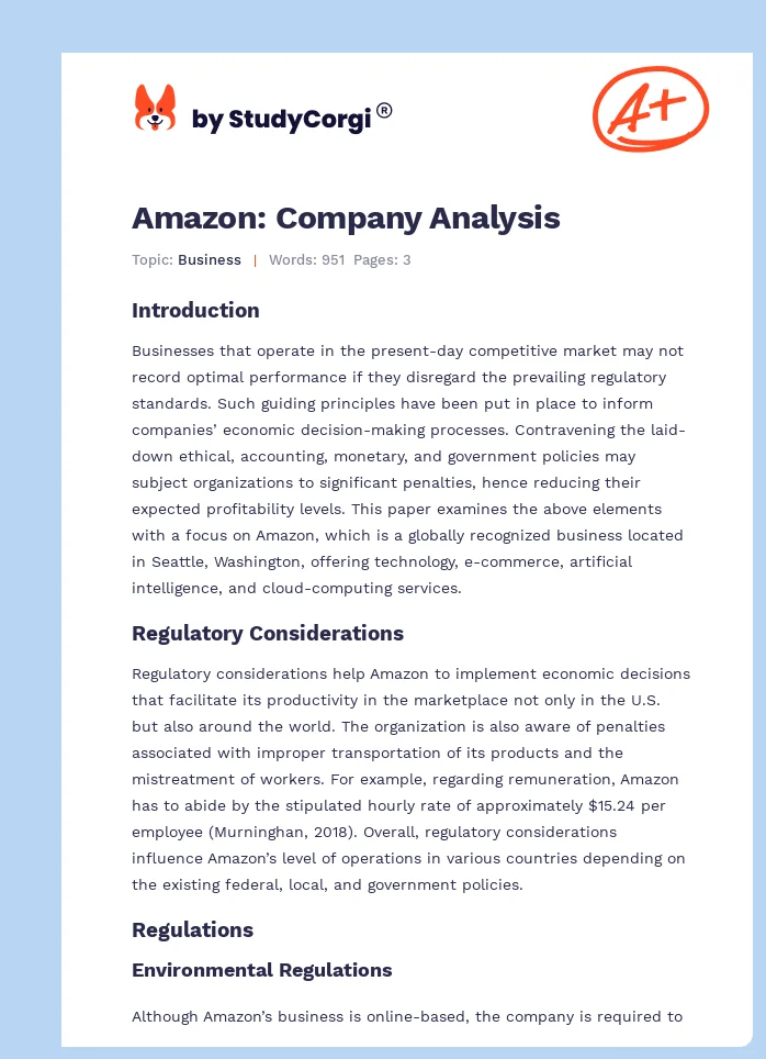 Amazon: Company Analysis. Page 1