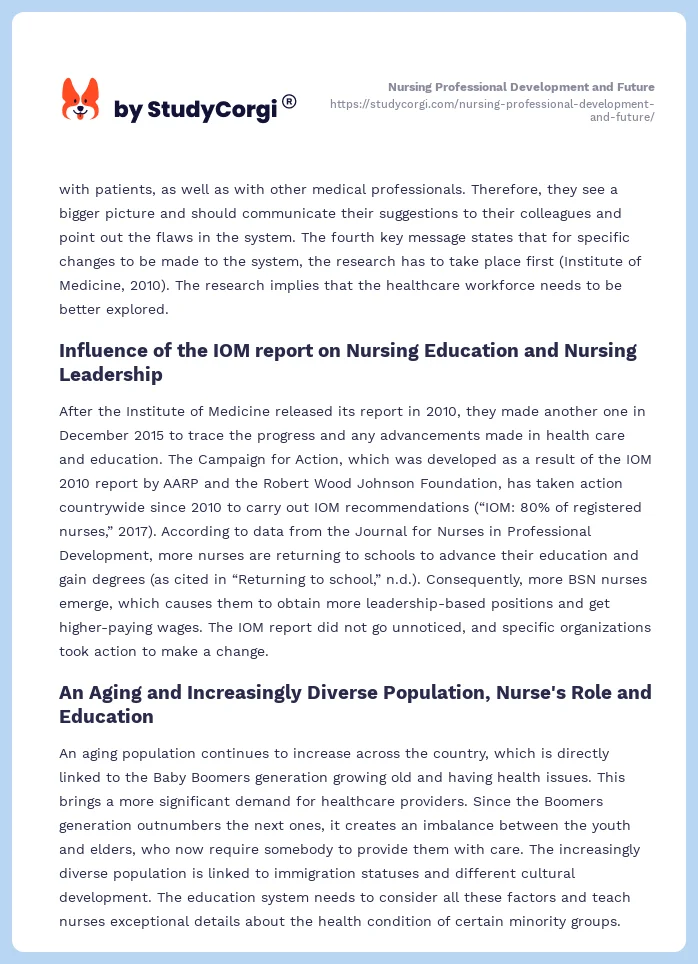 Nursing Professional Development and Future. Page 2