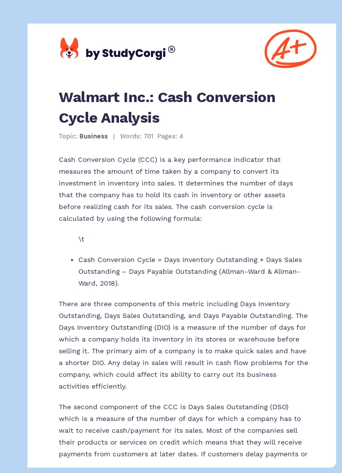 Walmart Inc.: Cash Conversion Cycle Analysis. Page 1