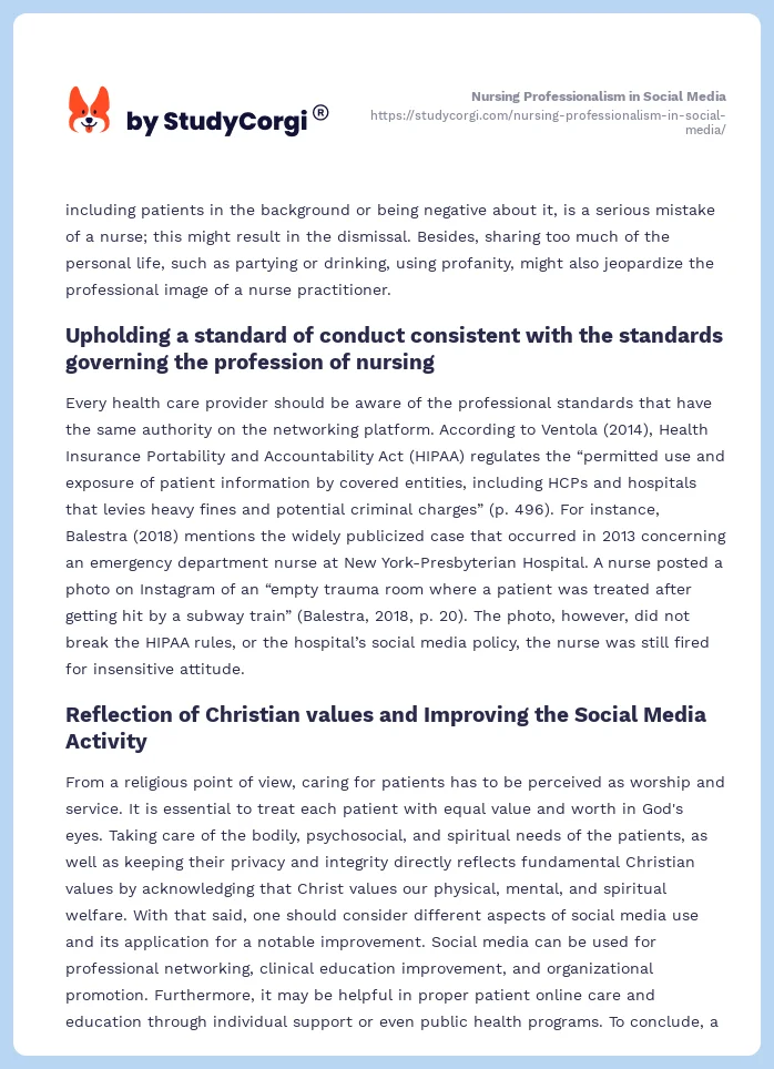 Nursing Professionalism in Social Media. Page 2