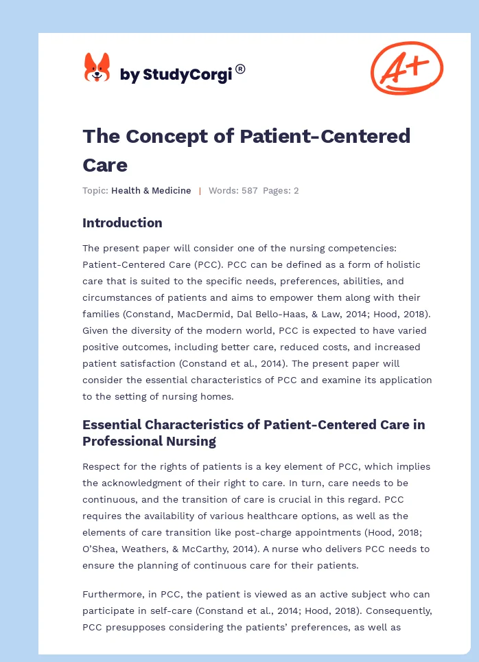 The Concept of Patient-Centered Care. Page 1