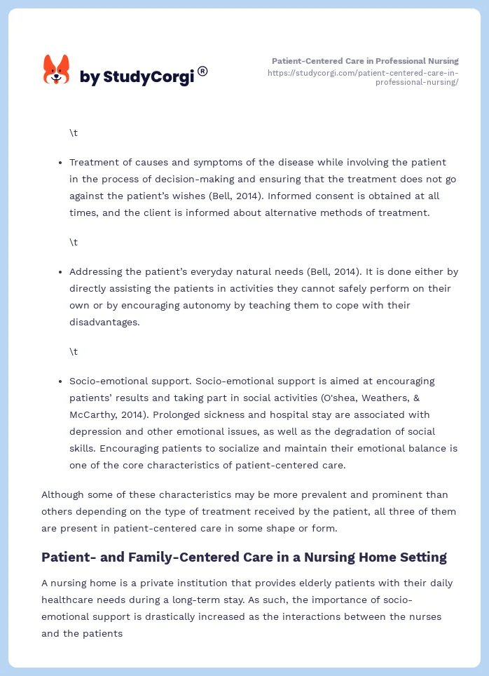 Patient-Centered Care in Professional Nursing. Page 2