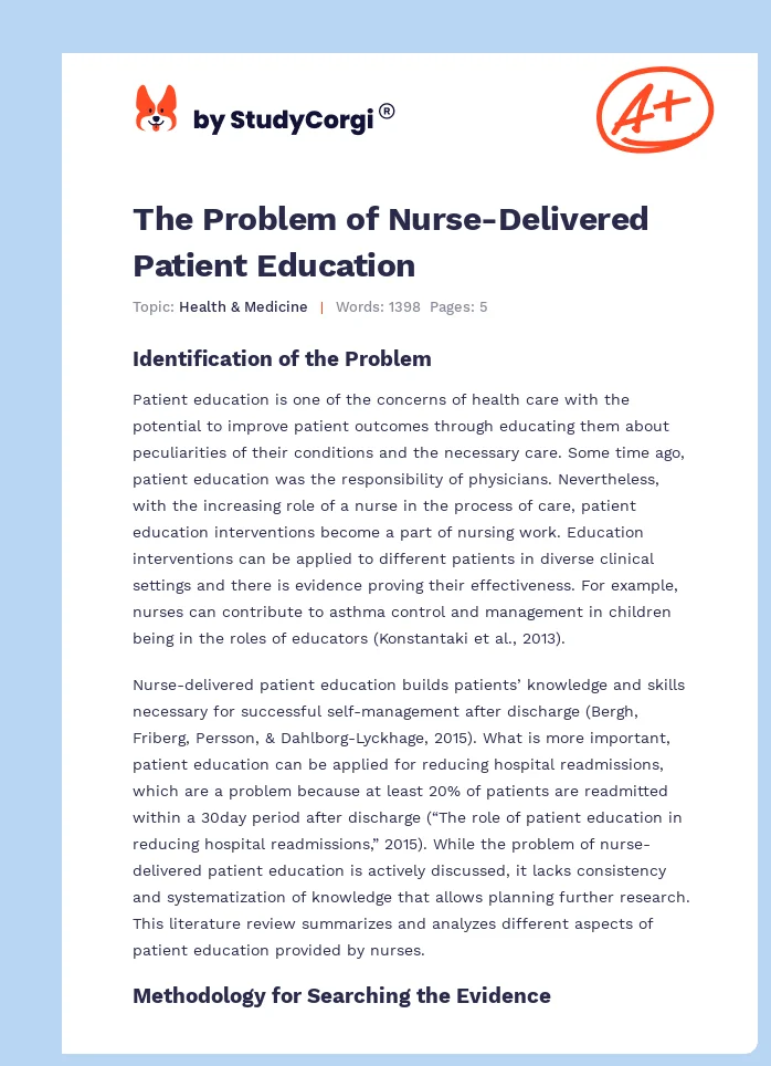 The Problem of Nurse-Delivered Patient Education. Page 1