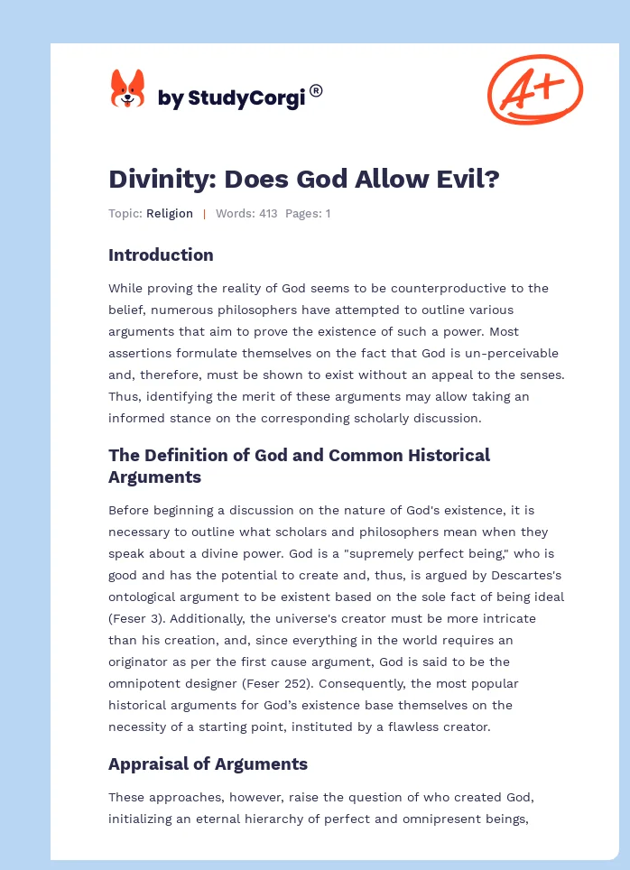 Divinity: Does God Allow Evil?. Page 1