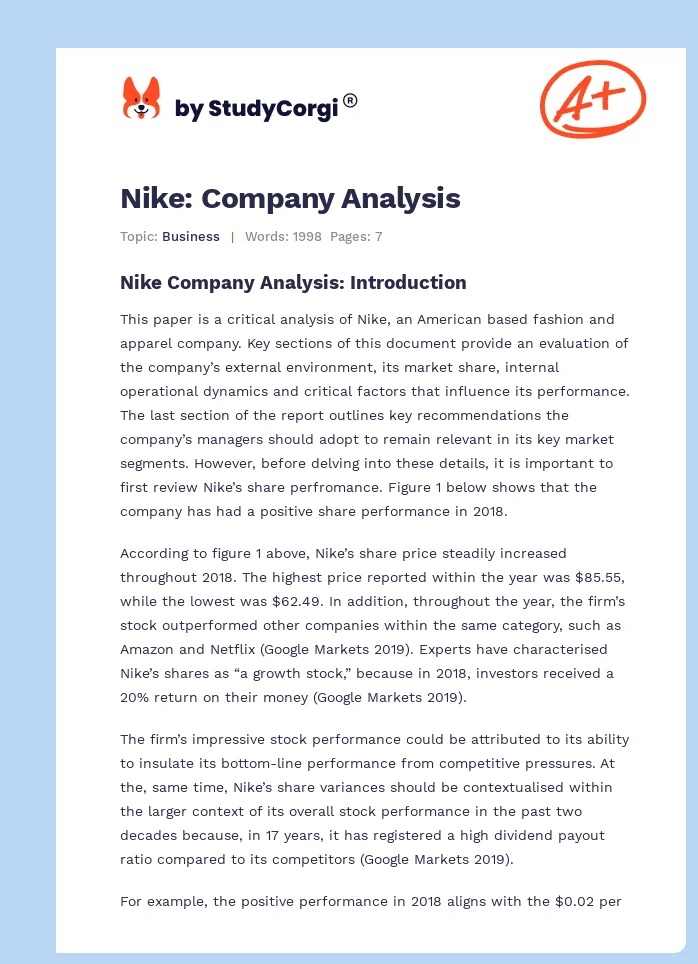 Nike: Company Analysis. Page 1