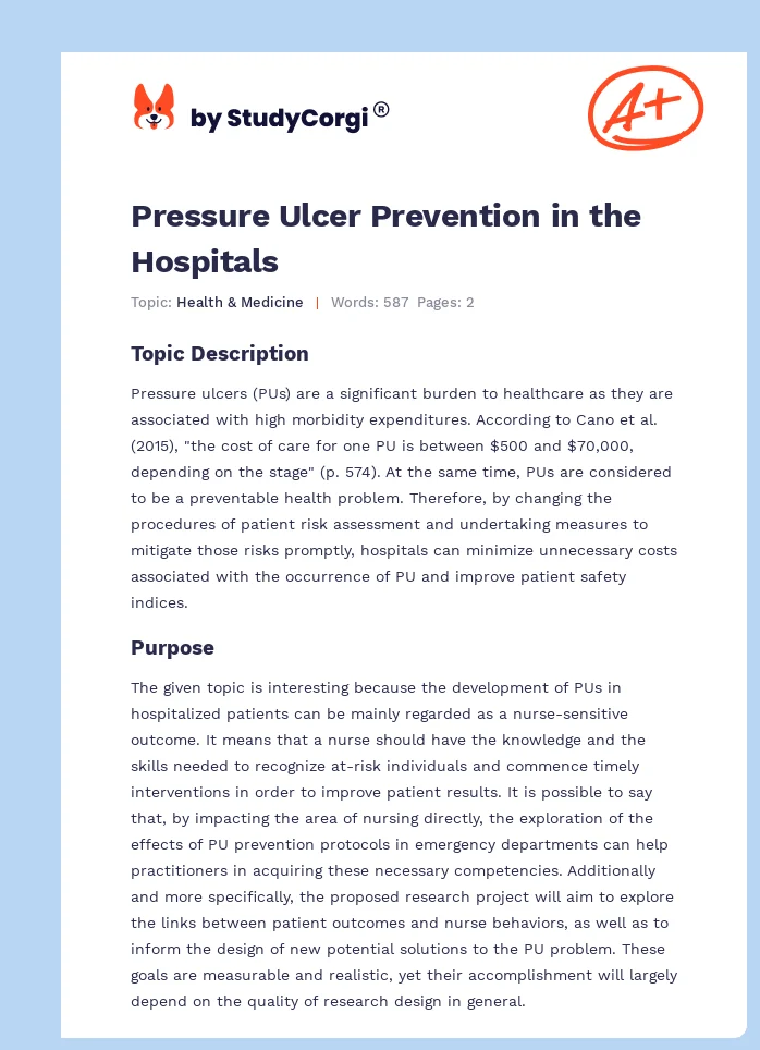 Pressure Ulcer Prevention in the Hospitals. Page 1