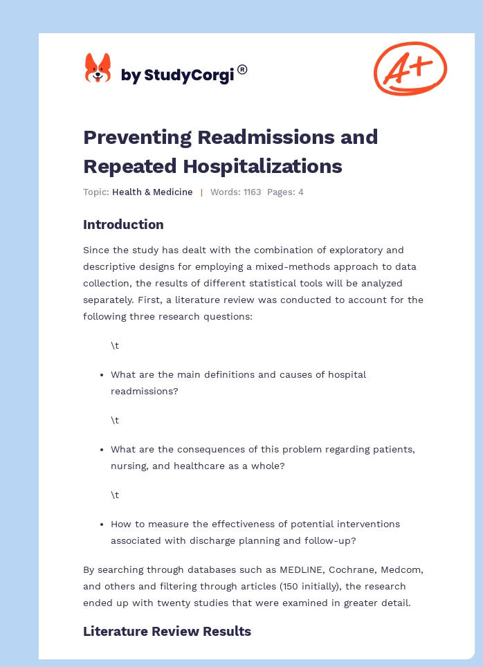 Preventing Readmissions and Repeated Hospitalizations. Page 1