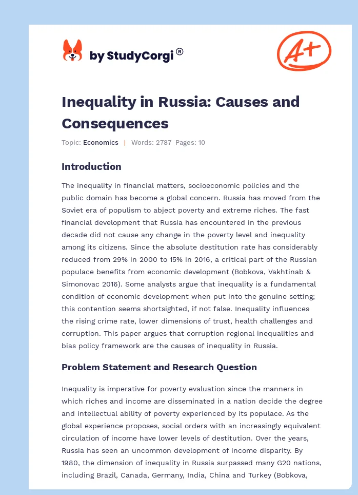 Inequality in Russia: Causes and Consequences. Page 1