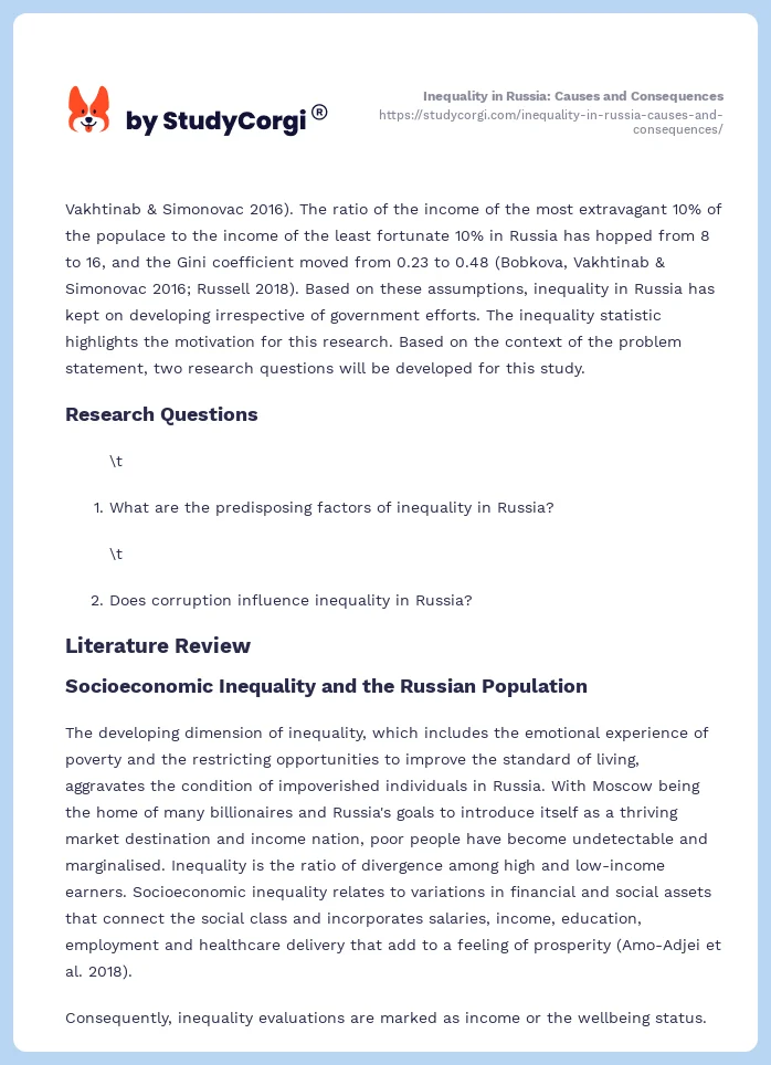 Inequality in Russia: Causes and Consequences. Page 2