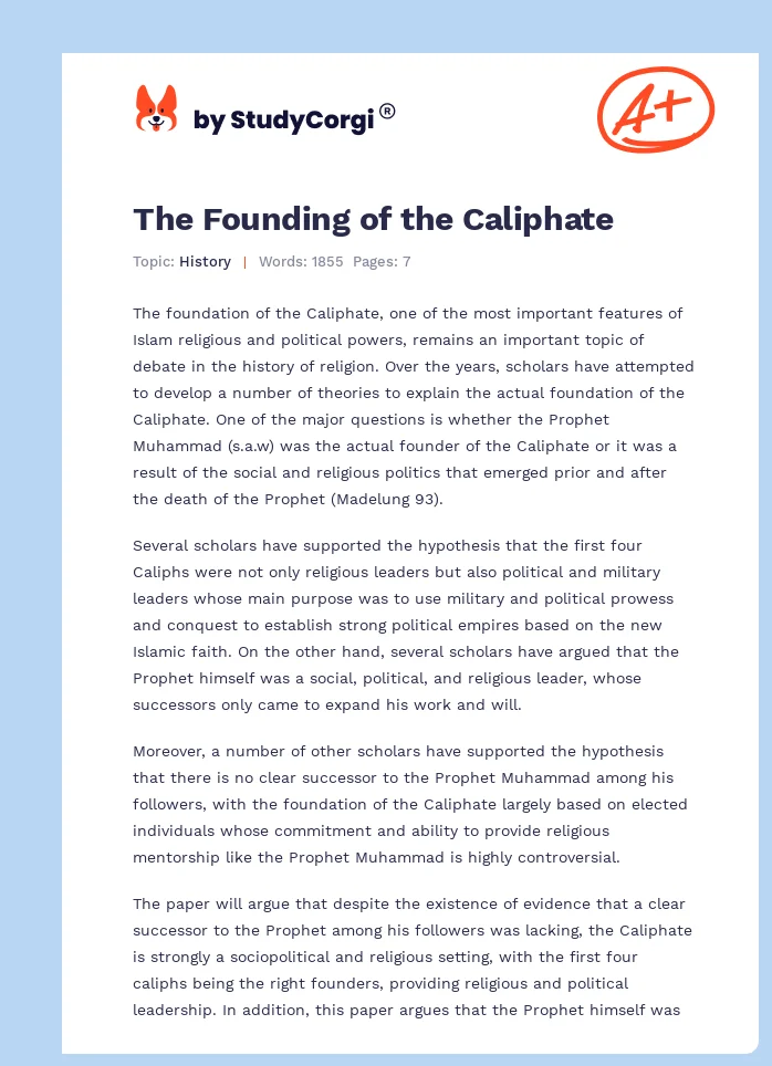 The Founding of the Caliphate. Page 1