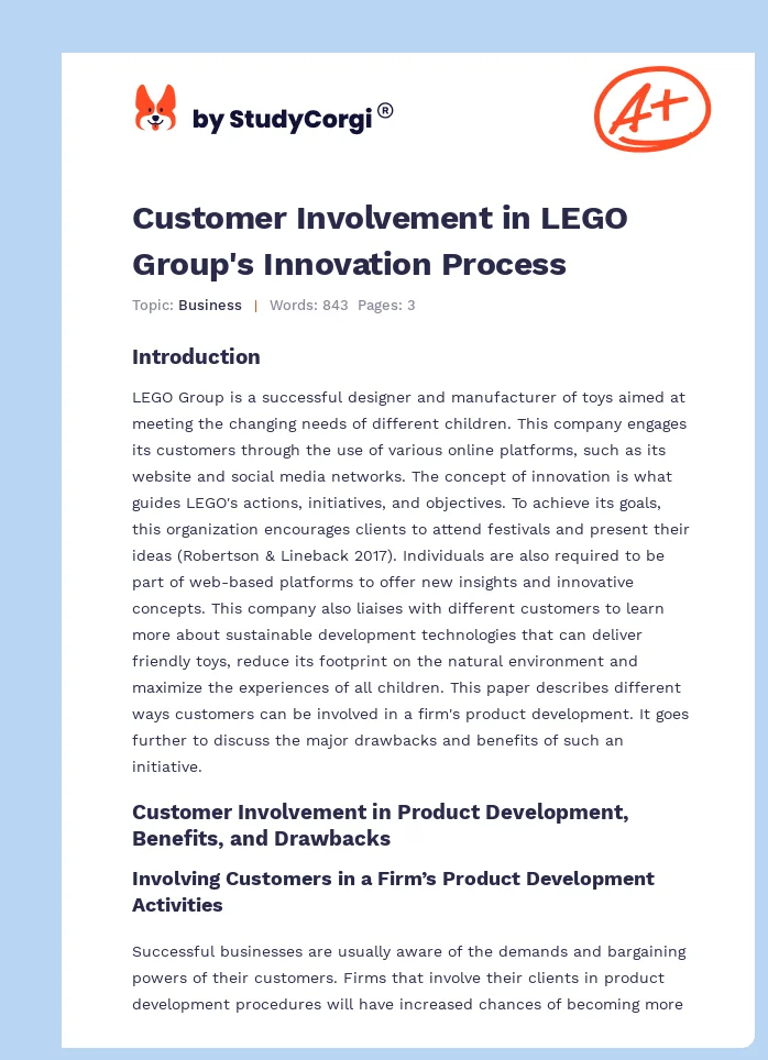 Customer Involvement in LEGO Group's Innovation Process. Page 1