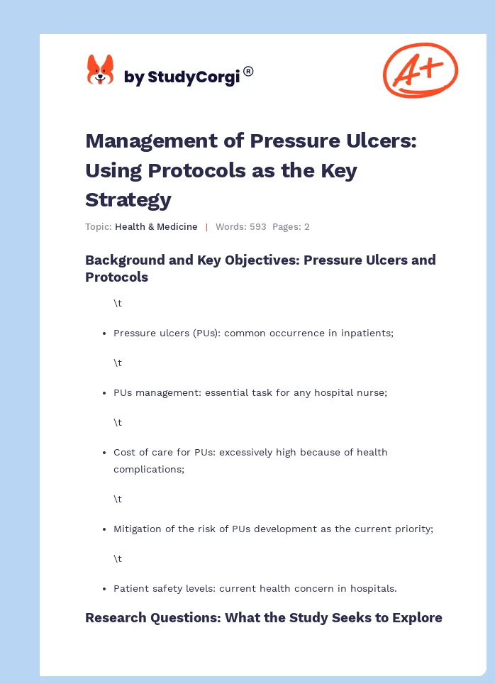 Management of Pressure Ulcers: Using Protocols as the Key Strategy. Page 1
