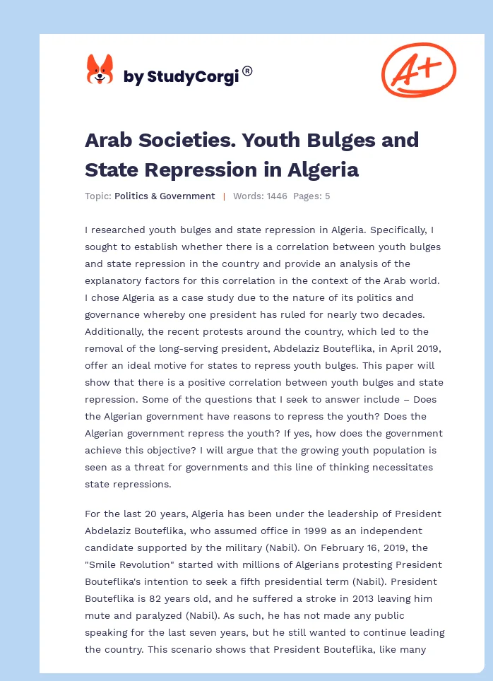 Arab Societies. Youth Bulges and State Repression in Algeria. Page 1