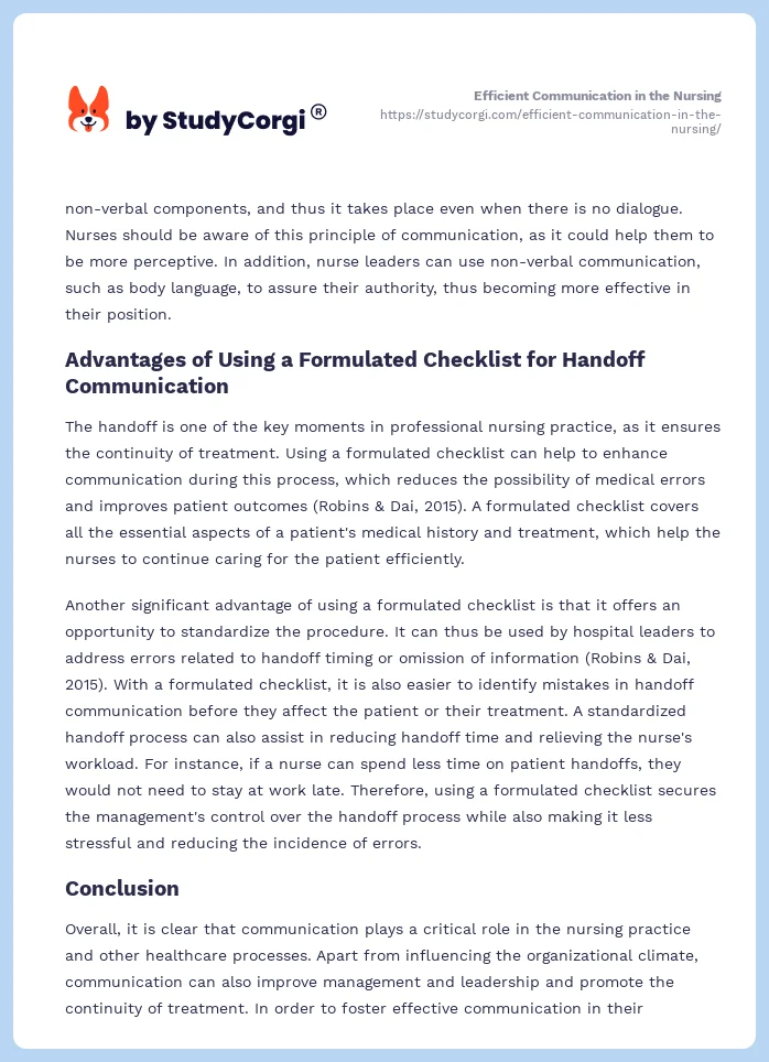 Efficient Communication in the Nursing. Page 2