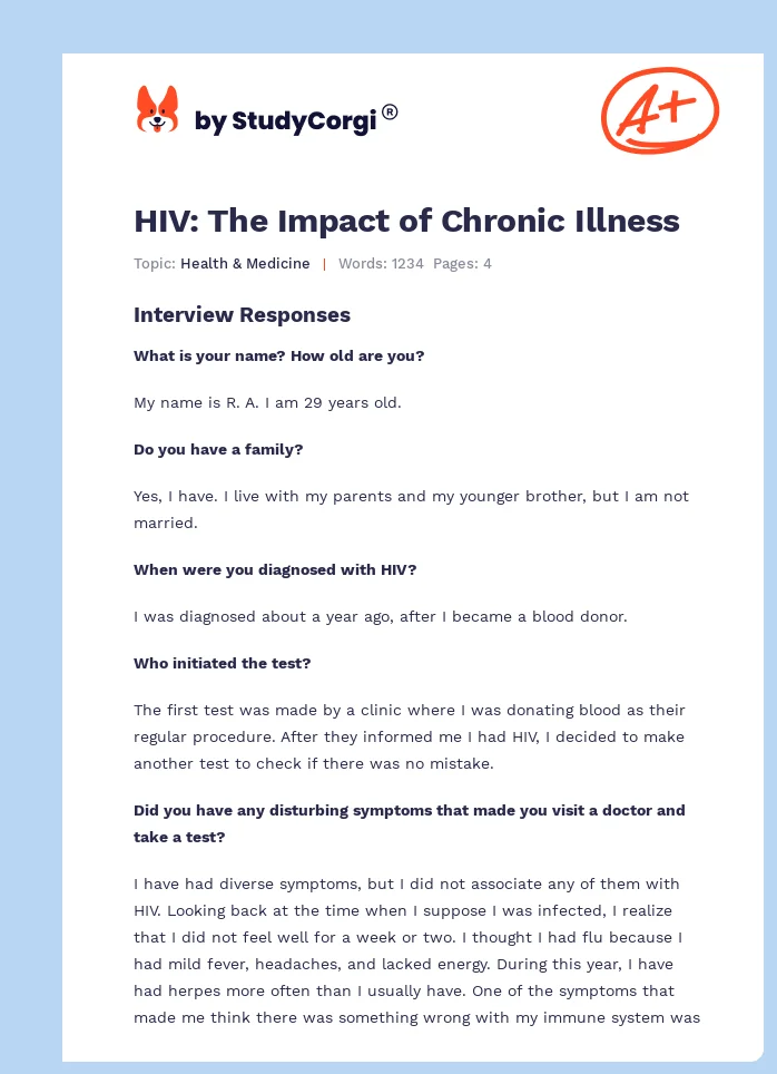 HIV: The Impact of Chronic Illness. Page 1