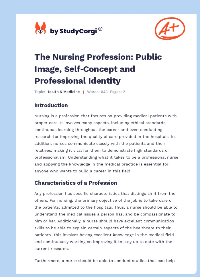 The Nursing Profession: Public Image, Self‐Concept and Professional Identity. Page 1
