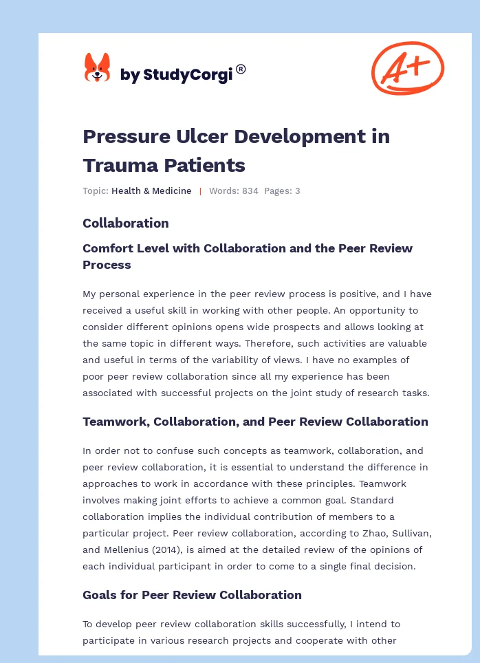 Pressure Ulcer Development in Trauma Patients. Page 1