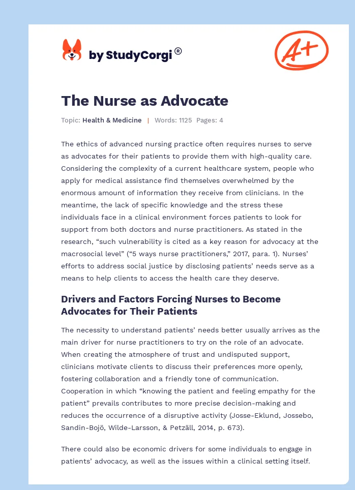 The Nurse as Advocate. Page 1