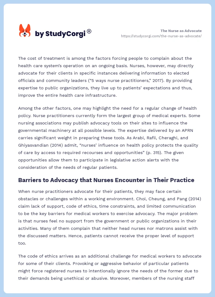 The Nurse as Advocate. Page 2