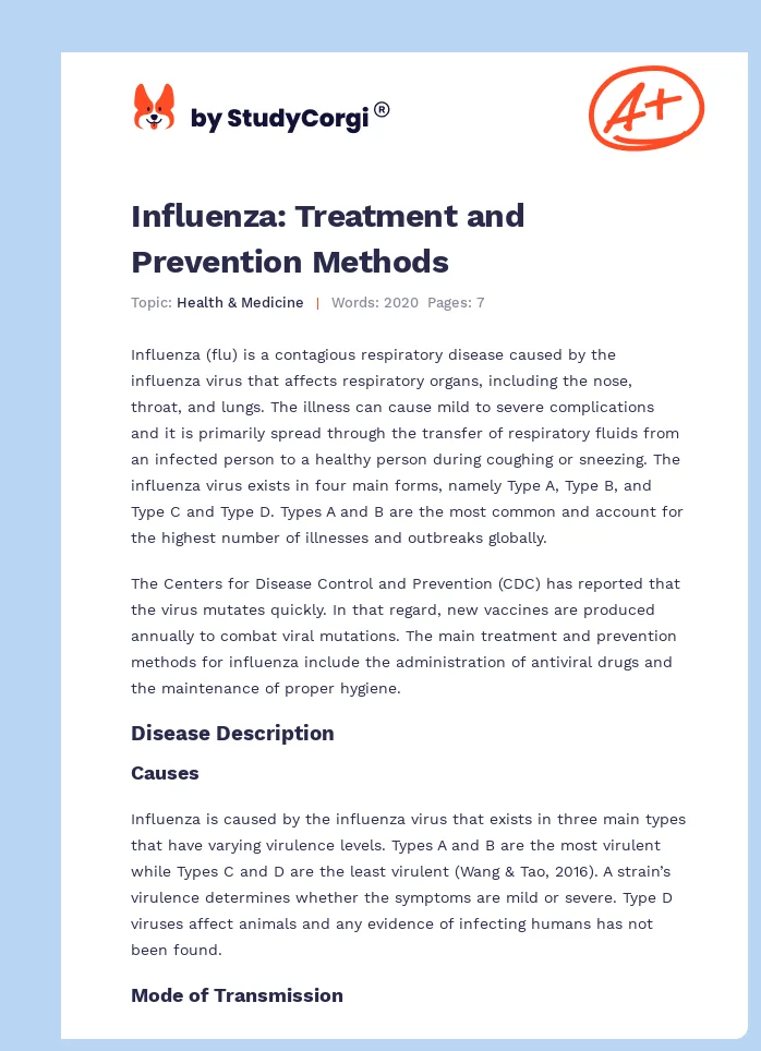 Influenza: Treatment and Prevention Methods. Page 1