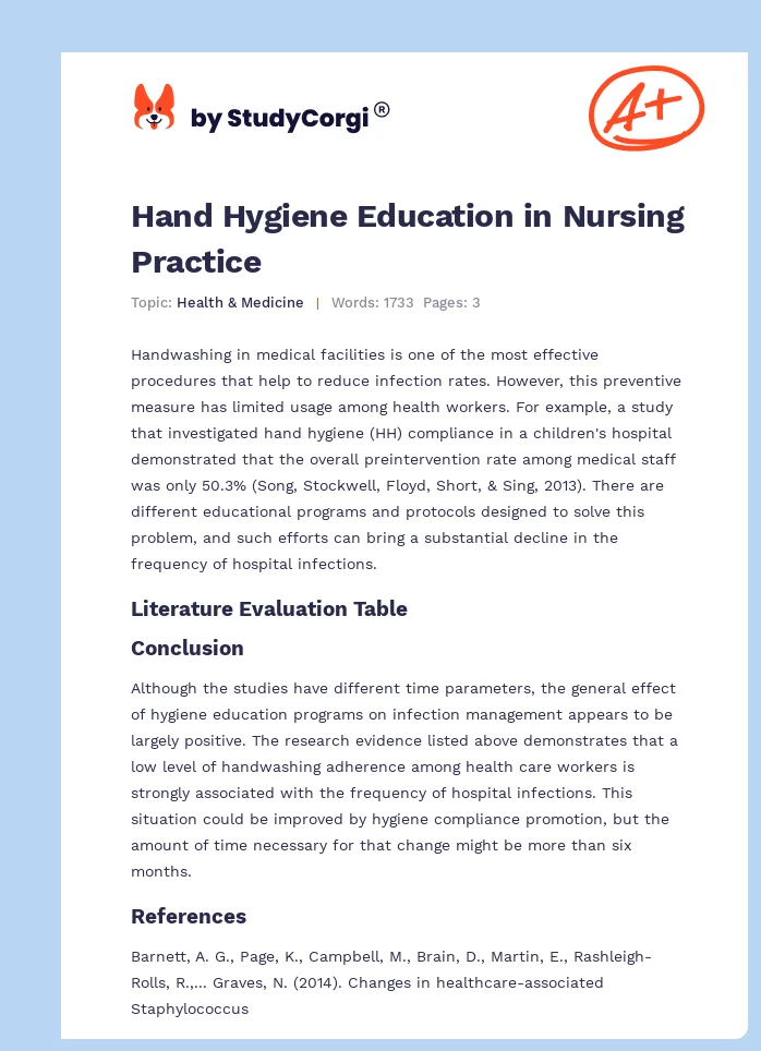 Hand Hygiene Education in Nursing Practice. Page 1