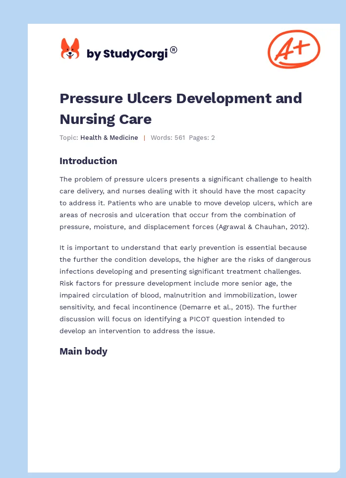 Pressure Ulcers Development and Nursing Care. Page 1